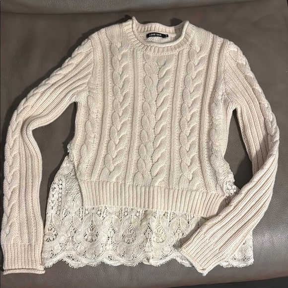 Love Sam Sweaters - Love Sam wool cashmere blend lace cable knit sweater
